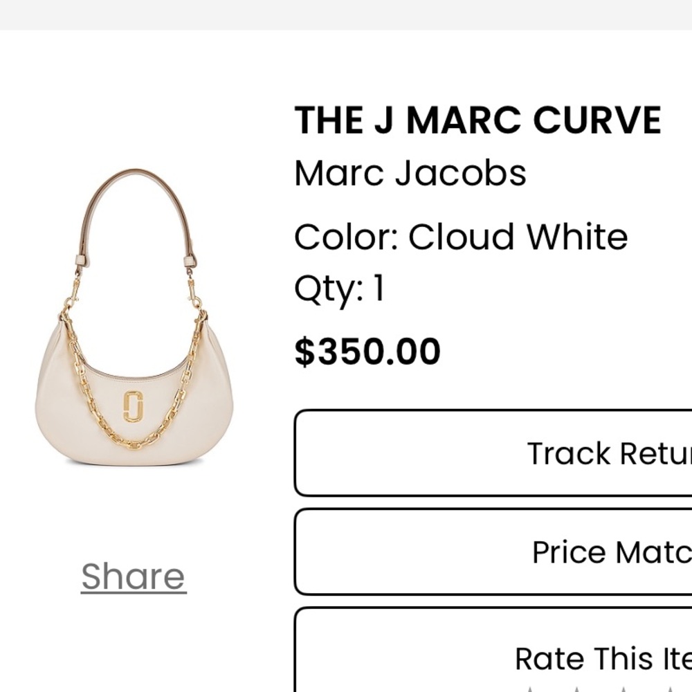 Marc Jacobs The J Marc Curve Bag - Cloud White Curve Bag